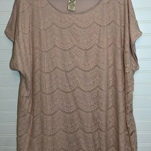 Faded glory pink lace top 3X 22W/24W